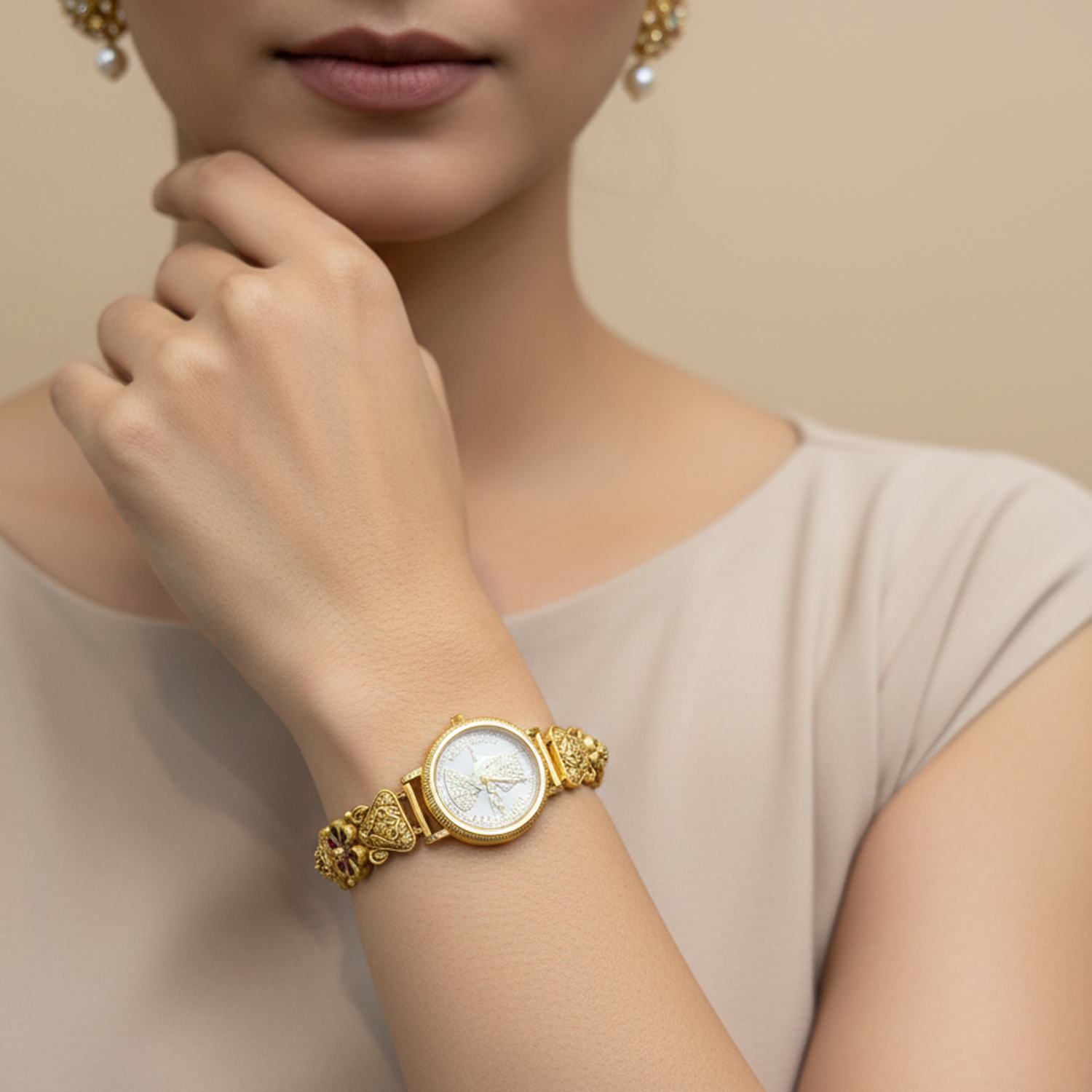 Rose Gold Finish Oval Link Bracelet with Black Stone Detailing