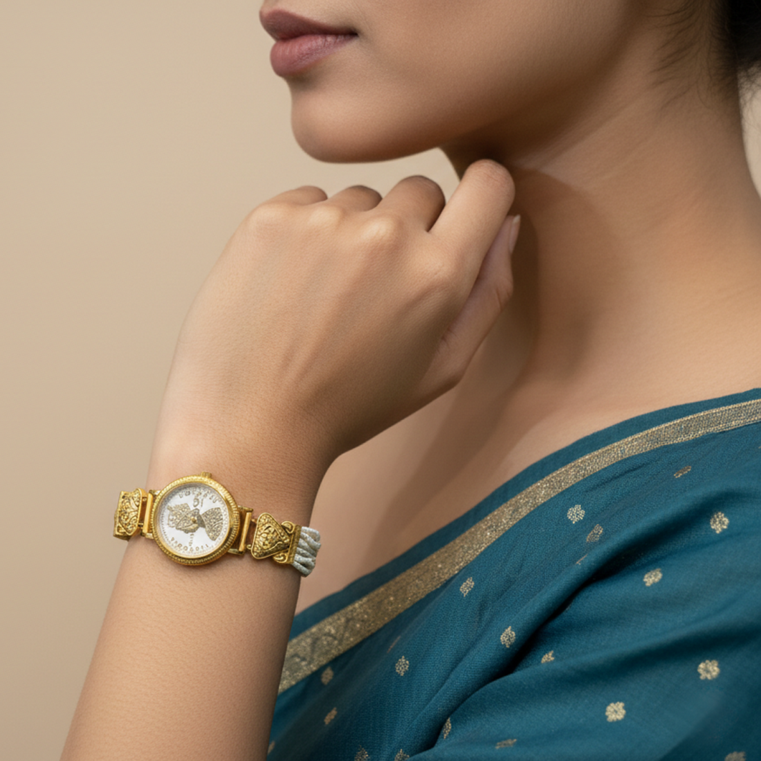 Rose Gold Finish Oval Link Bracelet with Black Stone Detailing