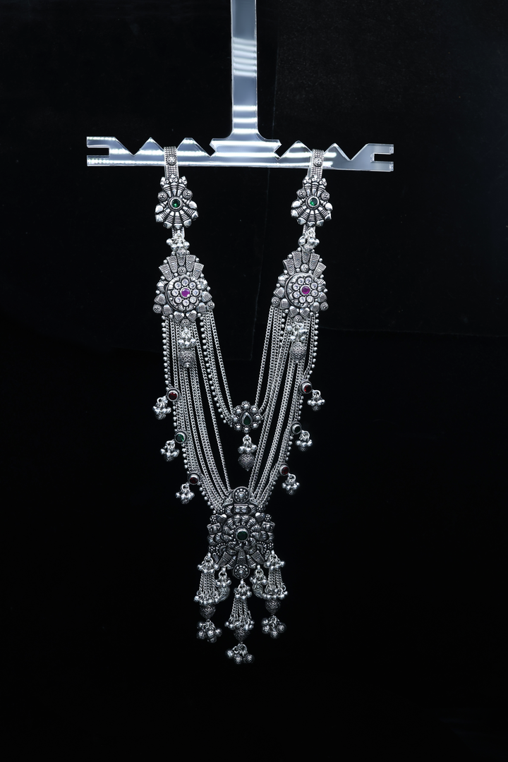 Traditional Antique Finish Silver Juda with Stone Work