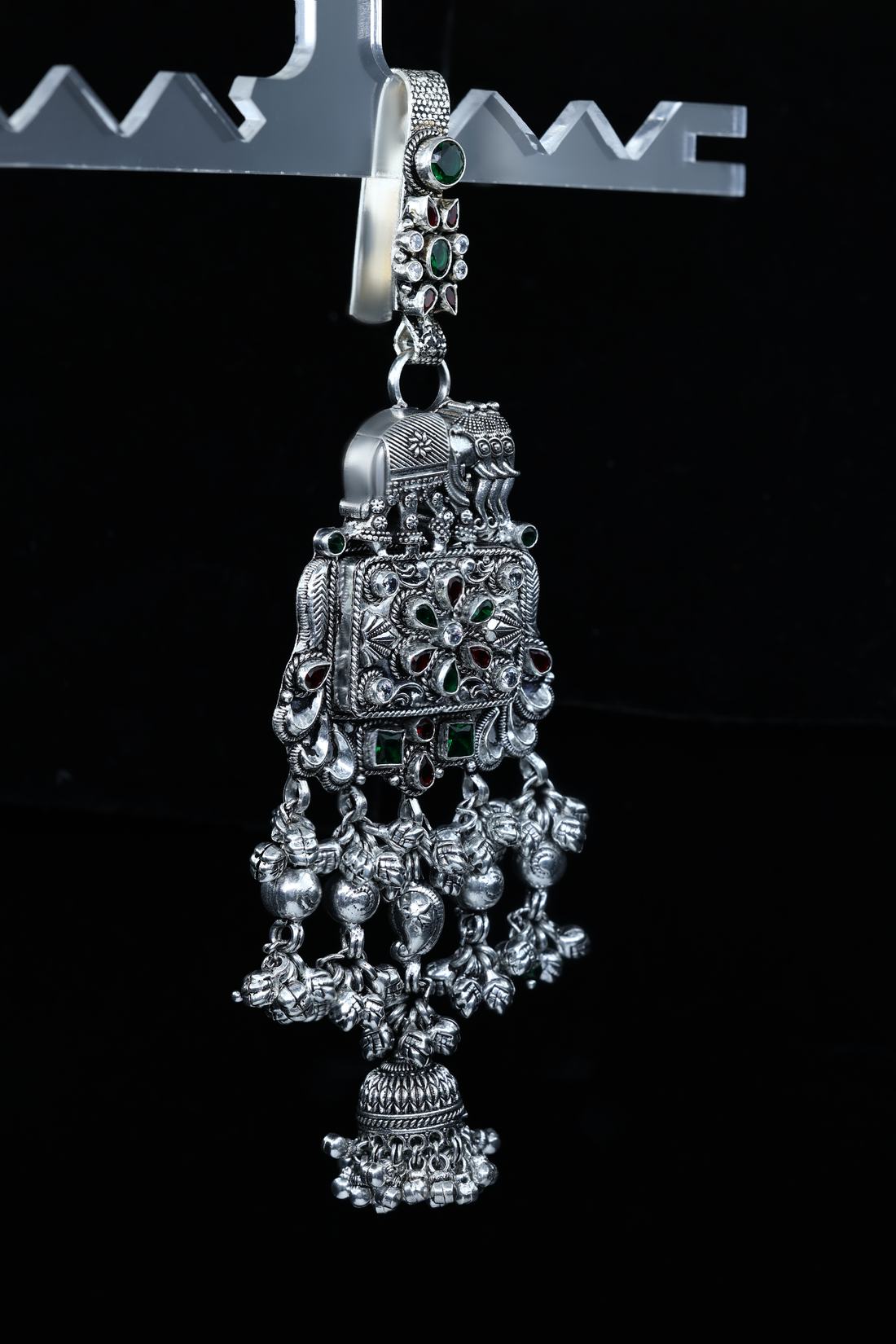 Traditional Antique Silver Elephant Juda with Stone Work