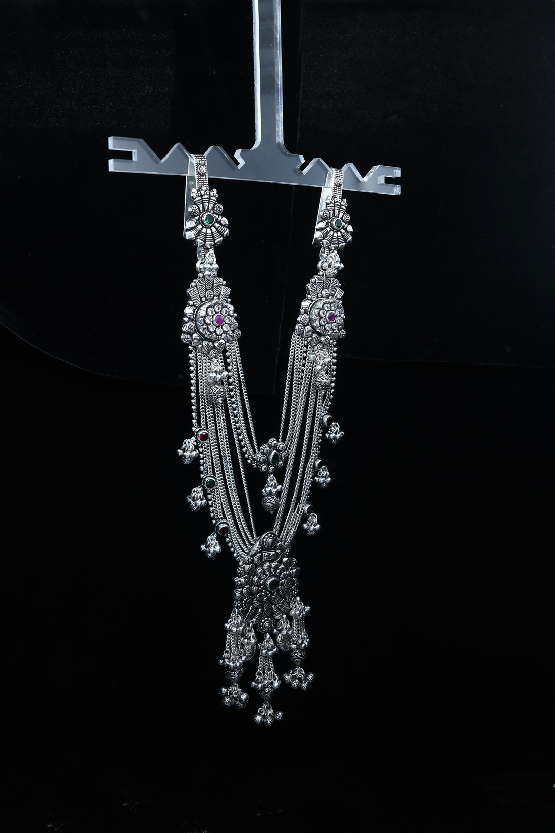 Traditional Antique Finish Silver Juda with Stone Work