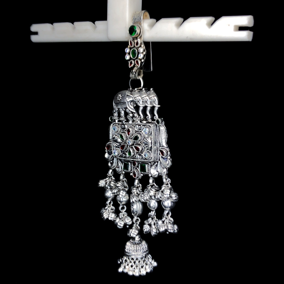 Traditional Antique Silver Elephant Juda with Stone Work